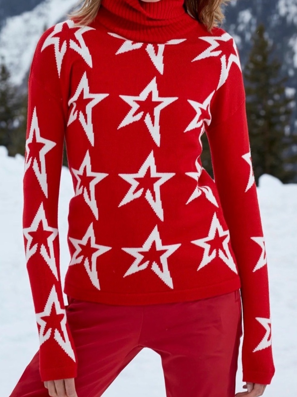Perfect Moment stardust turtleneck sweater red